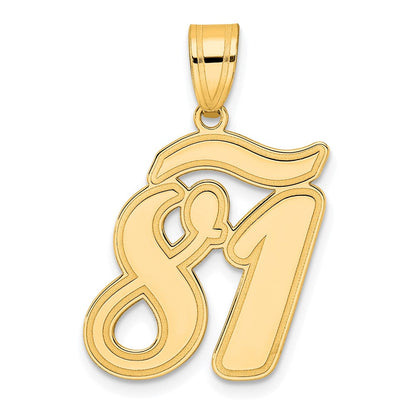14K Gelbgold Anhänger mit Zahl „81" in Schreibschrift und gebürstetem Rand