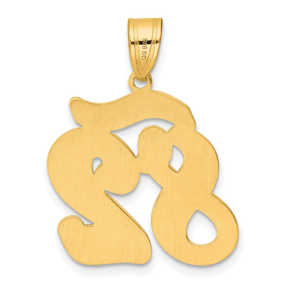 14K Gelbgold Anhänger mit gebürstetem Rand, Skript-Zahl 82