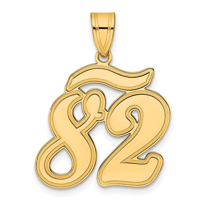 14K Gelbgold Anhänger mit gebürstetem Rand, Skript-Zahl 82