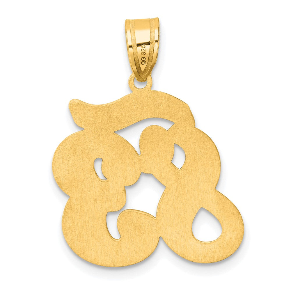 14K Gelbgold Anhänger mit gebürstetem Rand, Zahl 83 in Schreibschrift