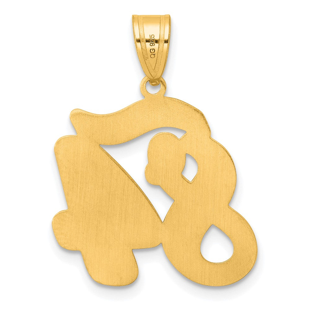 14K Gelbgold Anhänger mit Zahl 84 in Schreibschrift und gebürstetem Rand