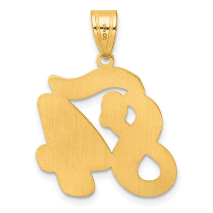 14K Gelbgold Anhänger mit Zahl 84 in Schreibschrift und gebürstetem Rand