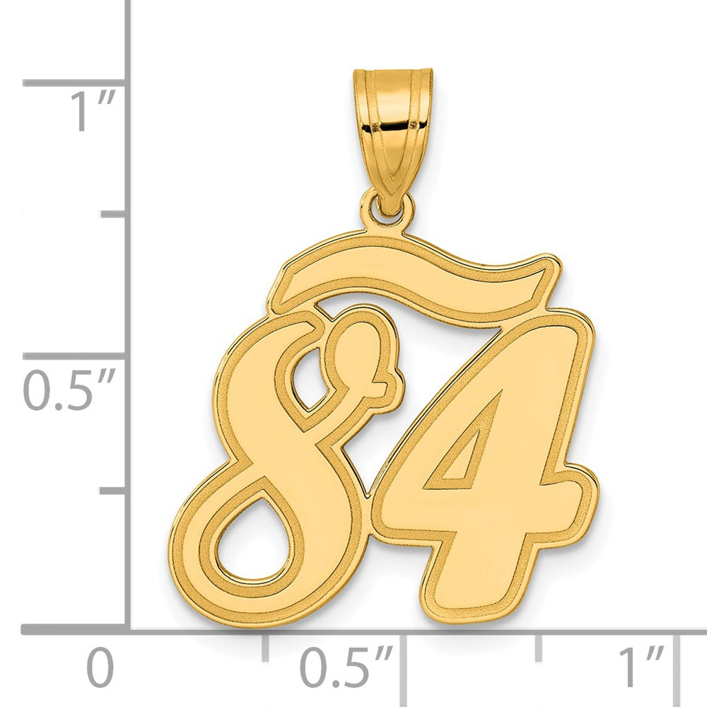 14K Gelbgold Anhänger mit Zahl 84 in Schreibschrift und gebürstetem Rand