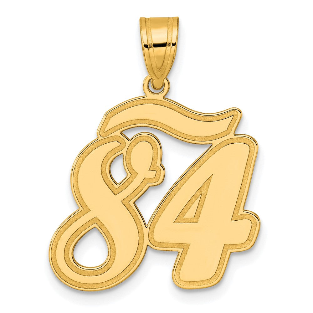 14K Gelbgold Anhänger mit Zahl 84 in Schreibschrift und gebürstetem Rand