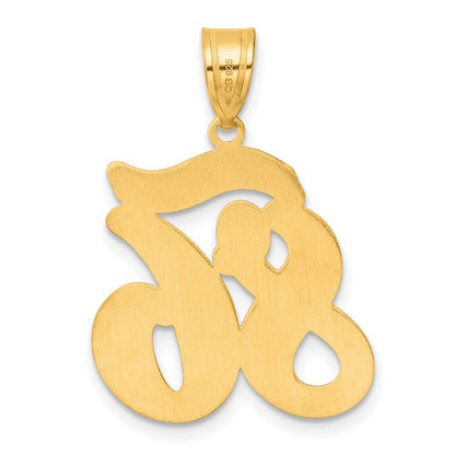 14K Gelbgold Anhänger „Zahl 86" in Schreibschrift mit gebürstetem Rand