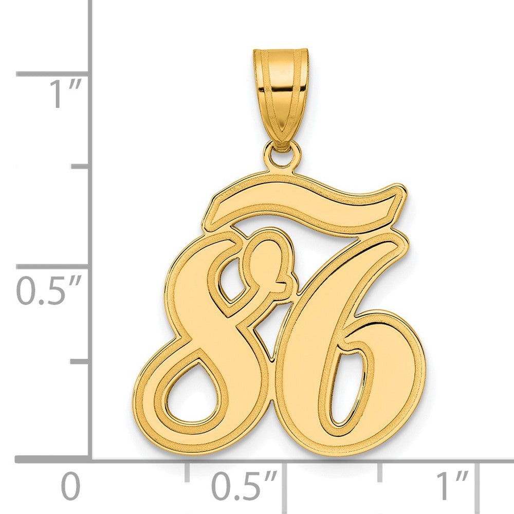 14K Gelbgold Anhänger „Zahl 86" in Schreibschrift mit gebürstetem Rand