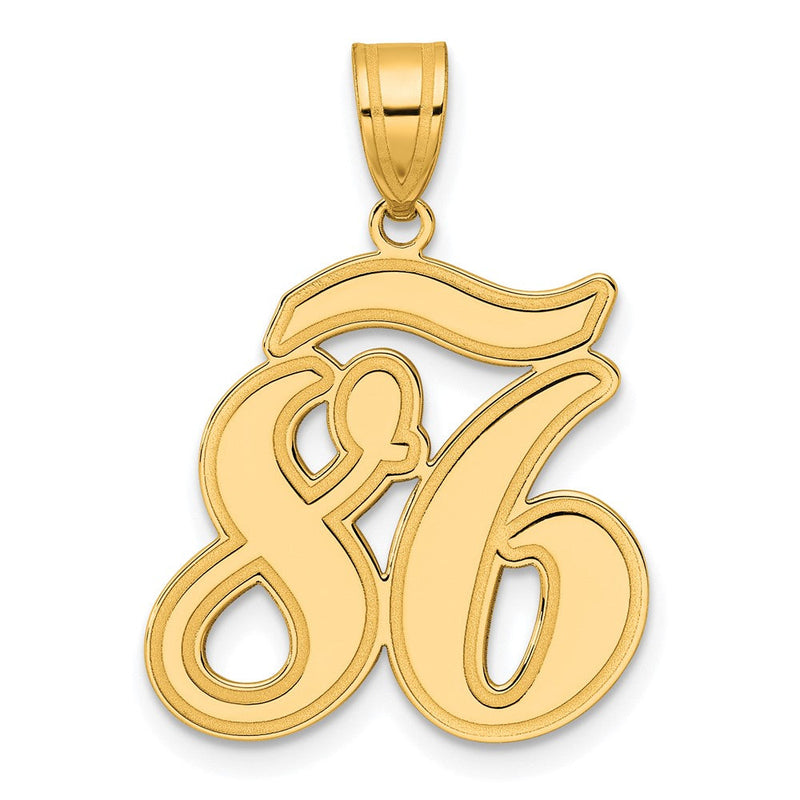 14K Gelbgold Anhänger „Zahl 86" in Schreibschrift mit gebürstetem Rand