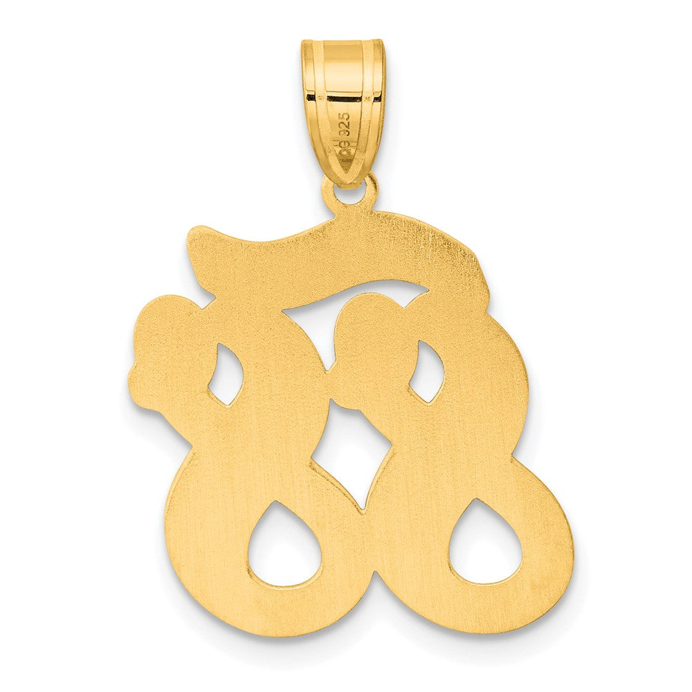 14K Gelbgold Anhänger mit gebürstetem Rand und Zahl 88 in Schreibschrift