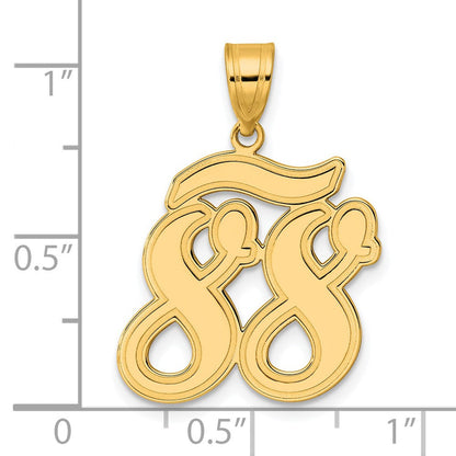 14K Gelbgold Anhänger mit gebürstetem Rand und Zahl 88 in Schreibschrift