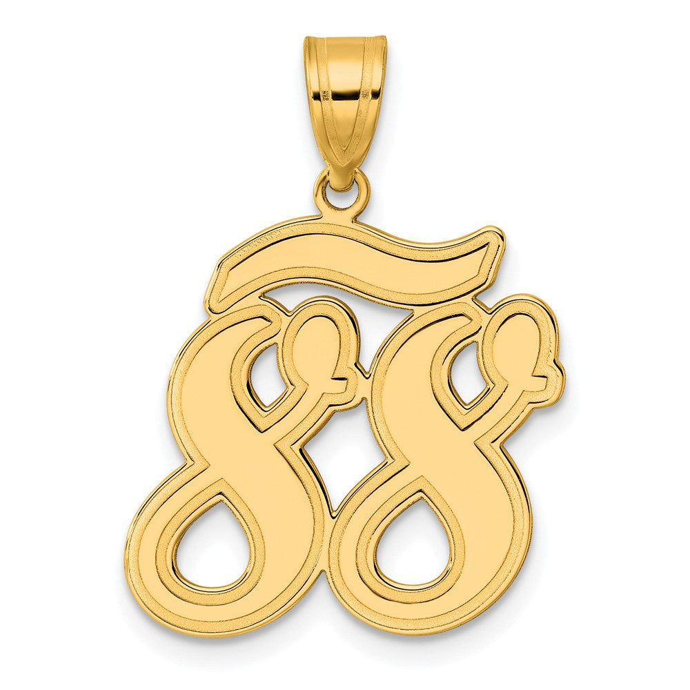 14K Gelbgold Anhänger mit gebürstetem Rand und Zahl 88 in Schreibschrift