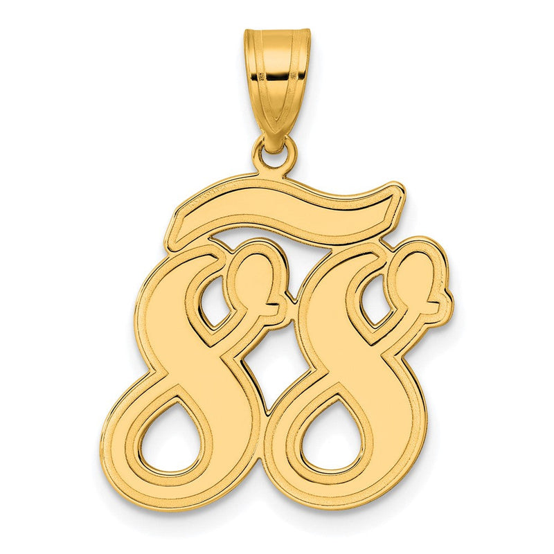 14K Gelbgold Anhänger mit gebürstetem Rand und Zahl 88 in Schreibschrift