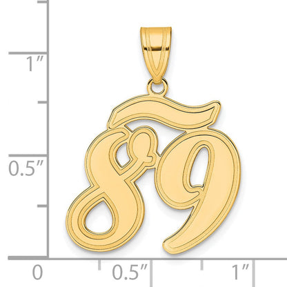 14K Gelbgold Anhänger mit gebürstetem Rand, Zahl 89 in Schreibschrift