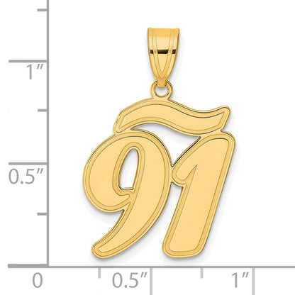 14K Gelbgold Anhänger mit gebürstetem Rand, Skriptzahl 91