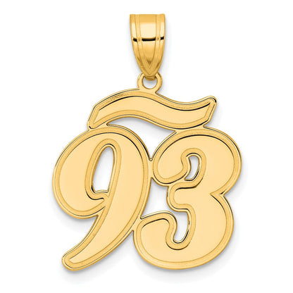 14K Gelbgold Anhänger mit Zahl 93 in Schreibschrift und gebürstetem Rand