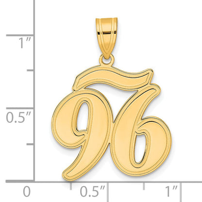 14K Gelbgold Anhänger Zahl 96 im Schriftstil mit gebürstetem Rand