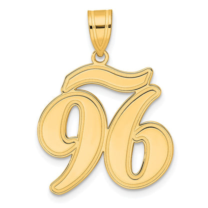 14K Gelbgold Anhänger Zahl 96 im Schriftstil mit gebürstetem Rand