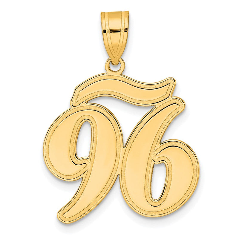 14K Gelbgold Anhänger Zahl 96 im Schriftstil mit gebürstetem Rand