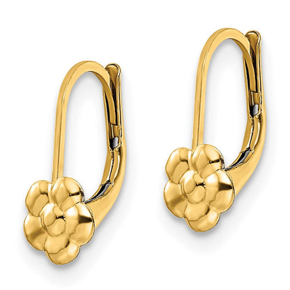 14K Gelbgold Madi K Poliert Blume Ohrhänger mit Brisur