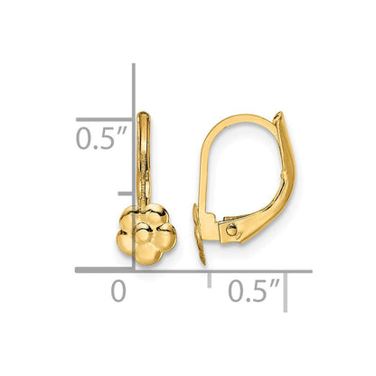 14K Gelbgold Madi K Poliert Blume Ohrhänger mit Brisur