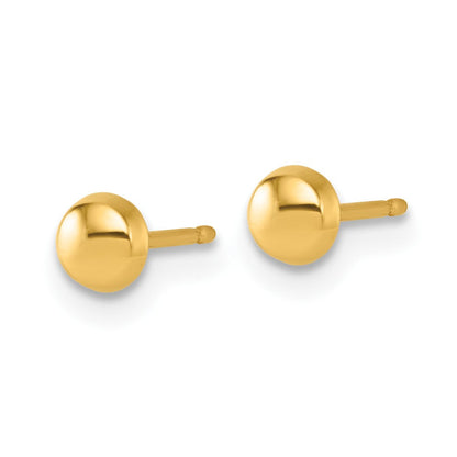 14K Gelbgold Poliert 4mm Knopf Ohrstecker