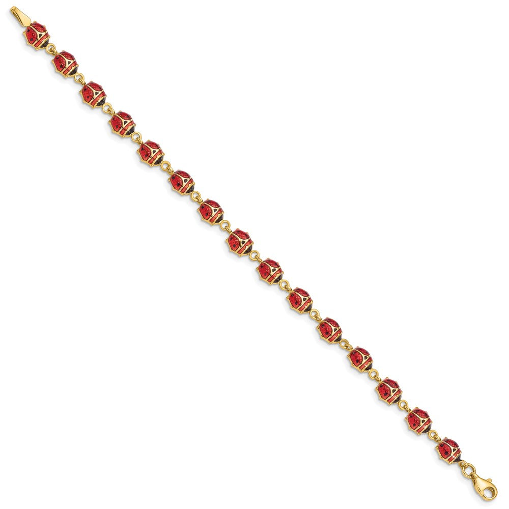 7 Zoll 14K Emaille und Resin Marienkäfer Armband