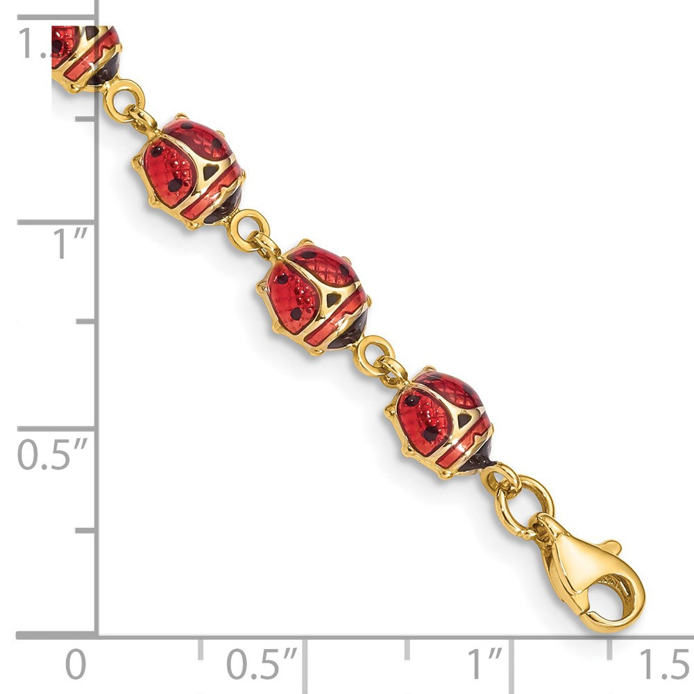 7 Zoll 14K Emaille und Resin Marienkäfer Armband