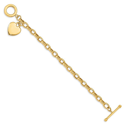7.5 Zoll 14K Herz Charm Armband