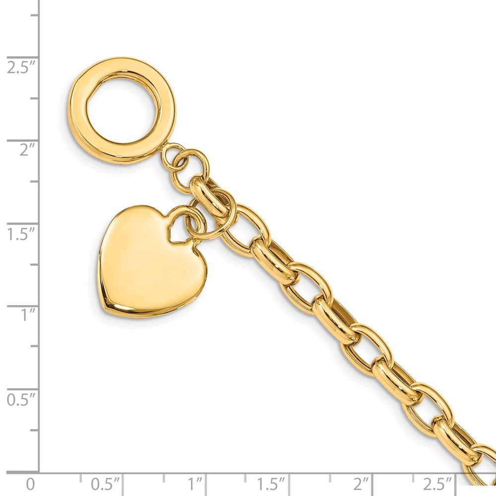 7.5 Zoll 14K Herz Charm Armband