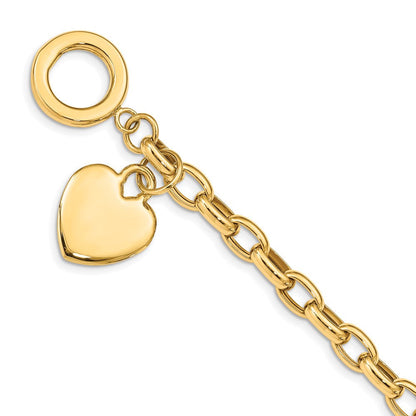 7.5 Zoll 14K Herz Charm Armband
