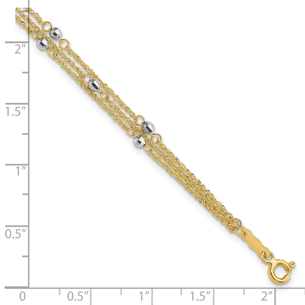 7.25 Zoll 14K Bicolor Dreifach Strang Armband