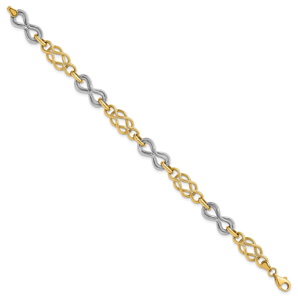 7.25 Zoll 14K Bicolor Unendlichkeit Hohl Armband