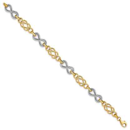 7.25 Zoll 14K Bicolor Unendlichkeit Hohl Armband