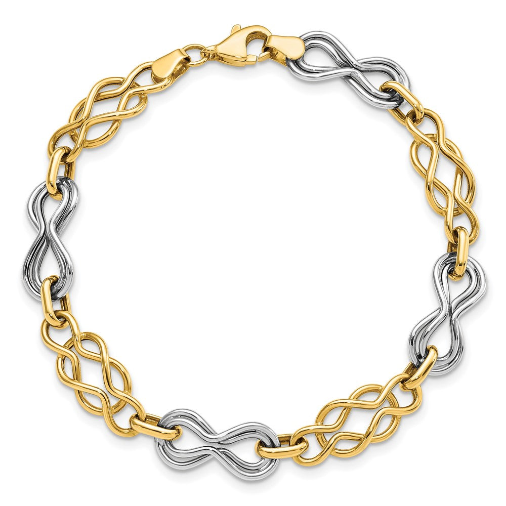 7.25 Zoll 14K Bicolor Unendlichkeit Hohl Armband