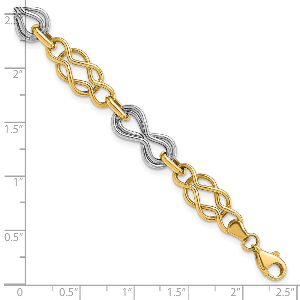 7.25 Zoll 14K Bicolor Unendlichkeit Hohl Armband