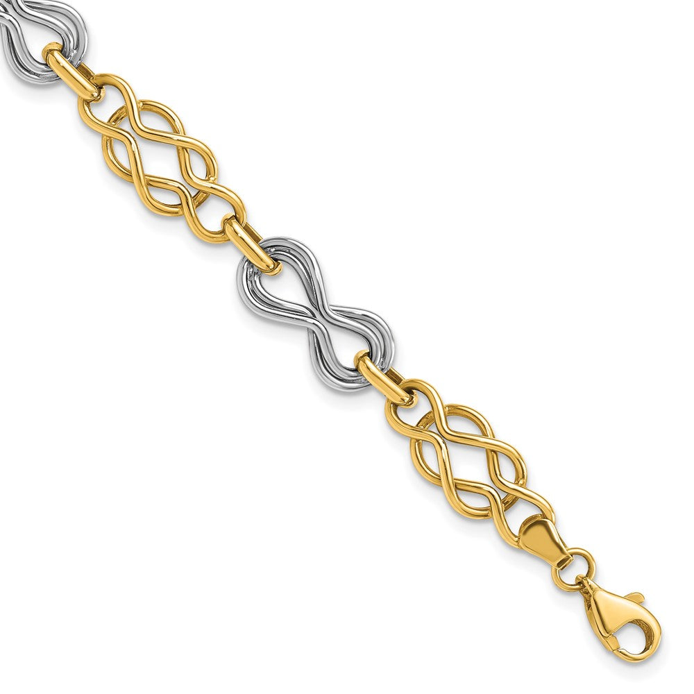 7.25 Zoll 14K Bicolor Unendlichkeit Hohl Armband