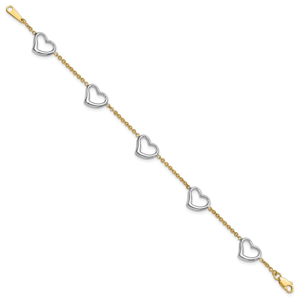 7 Zoll 14K Bicolor Herz Armband