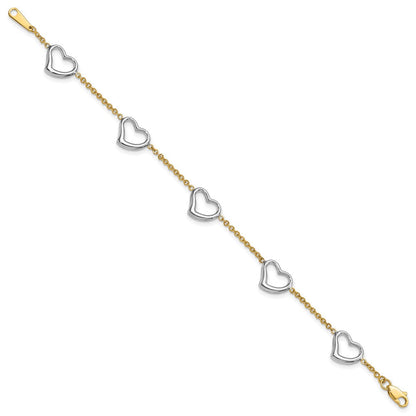 7 Zoll 14K Bicolor Herz Armband
