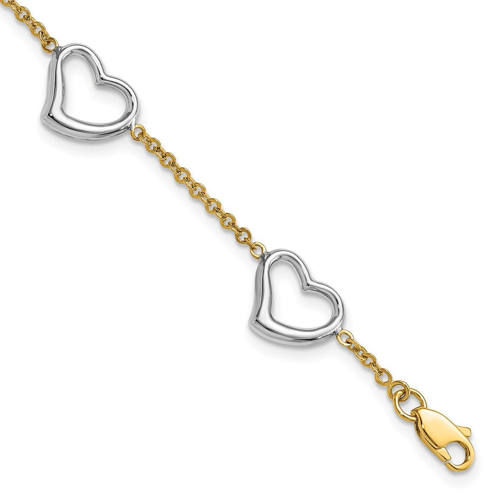 7 Zoll 14K Bicolor Herz Armband