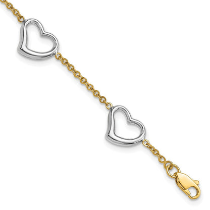 7 Zoll 14K Bicolor Herz Armband