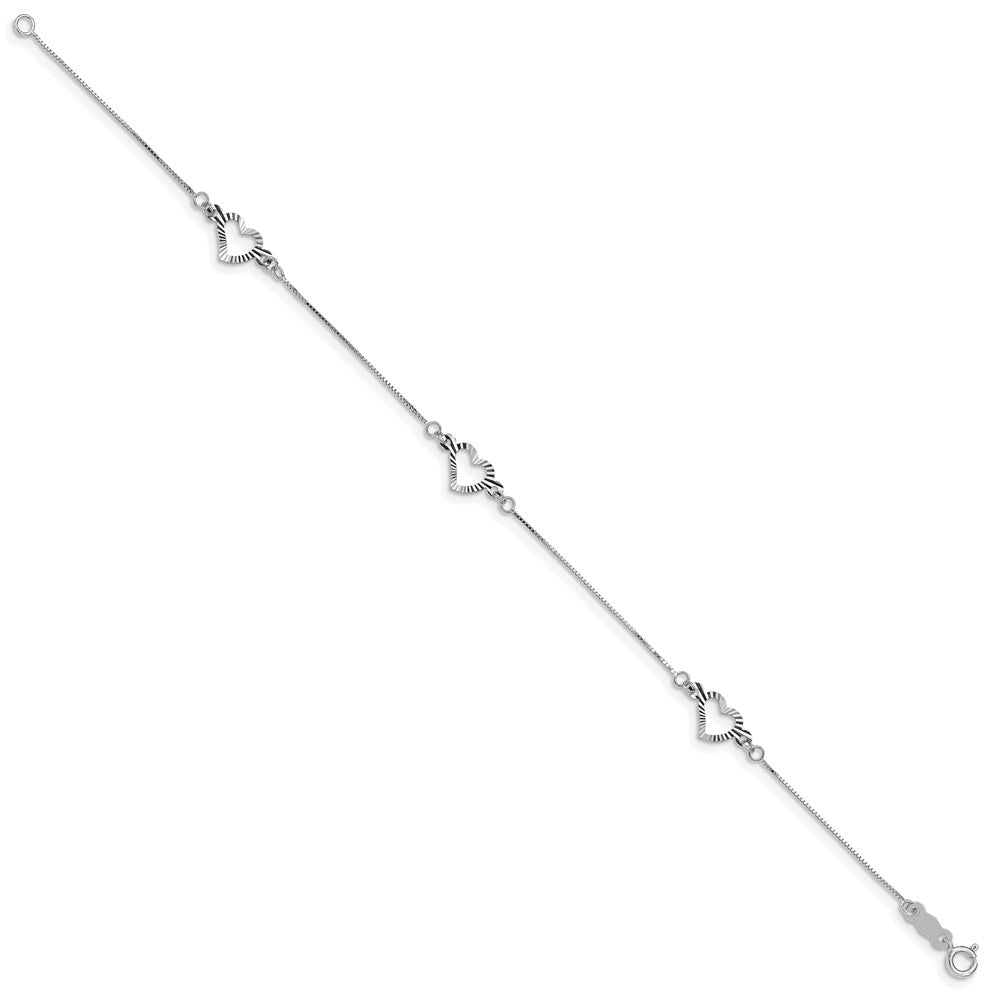 14K Weißgold Fantasie Herz Armband