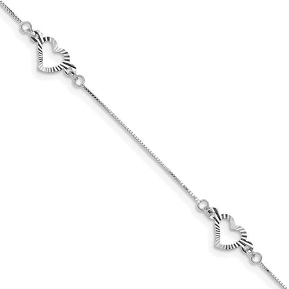 14K Weißgold Fantasie Herz Armband