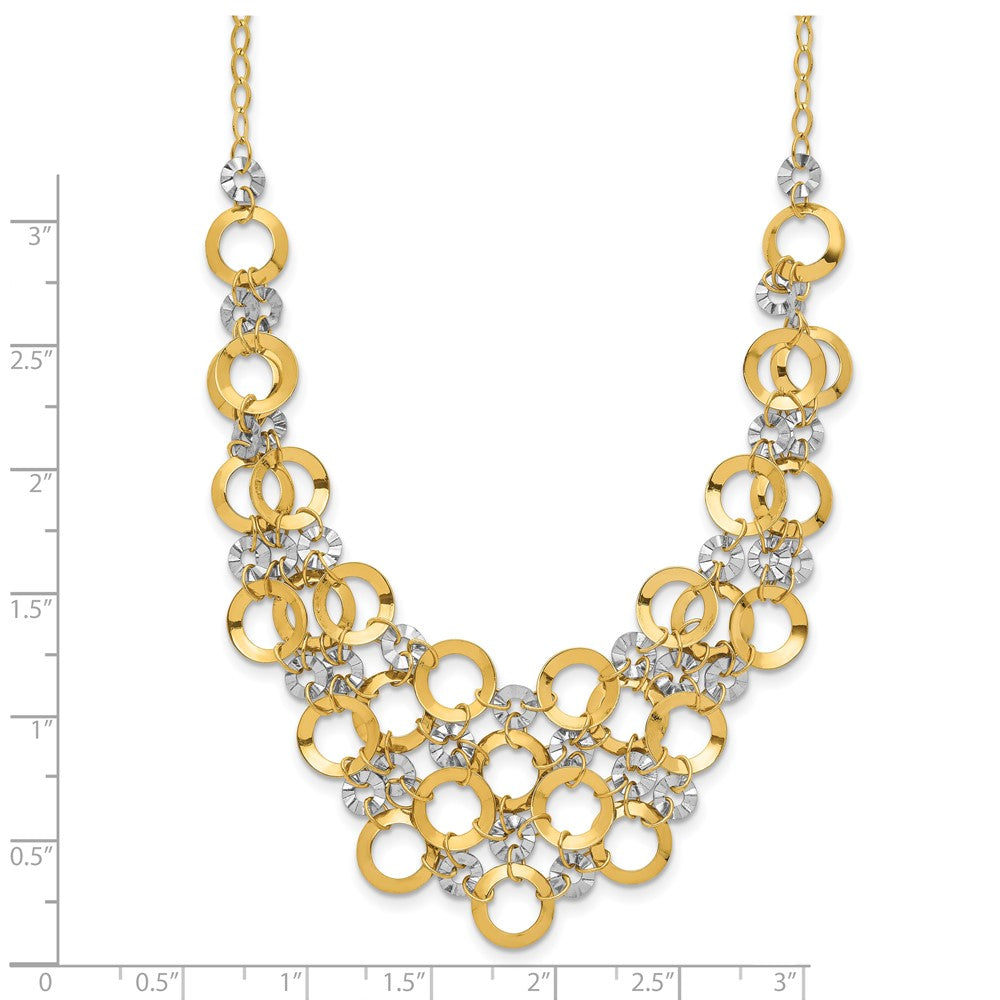 14K Bicolor Verstellbar Kreis Halskette