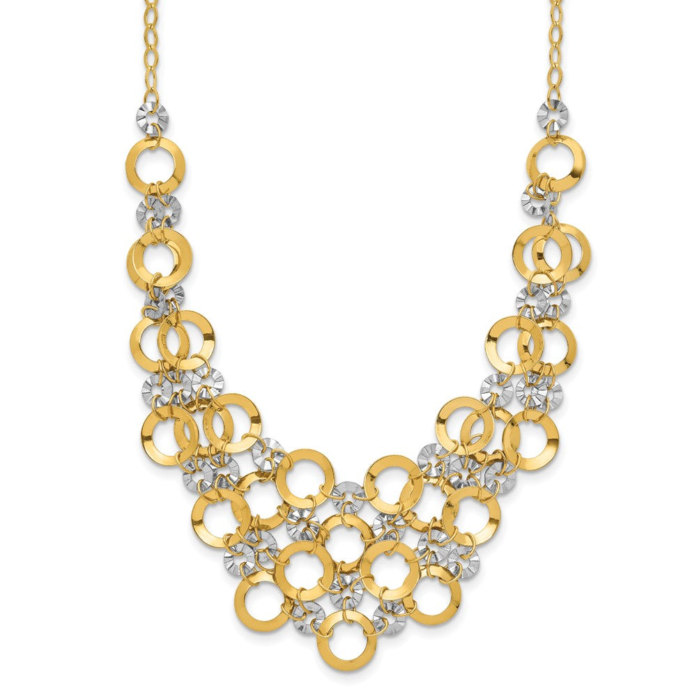 14K Bicolor Verstellbar Kreis Halskette