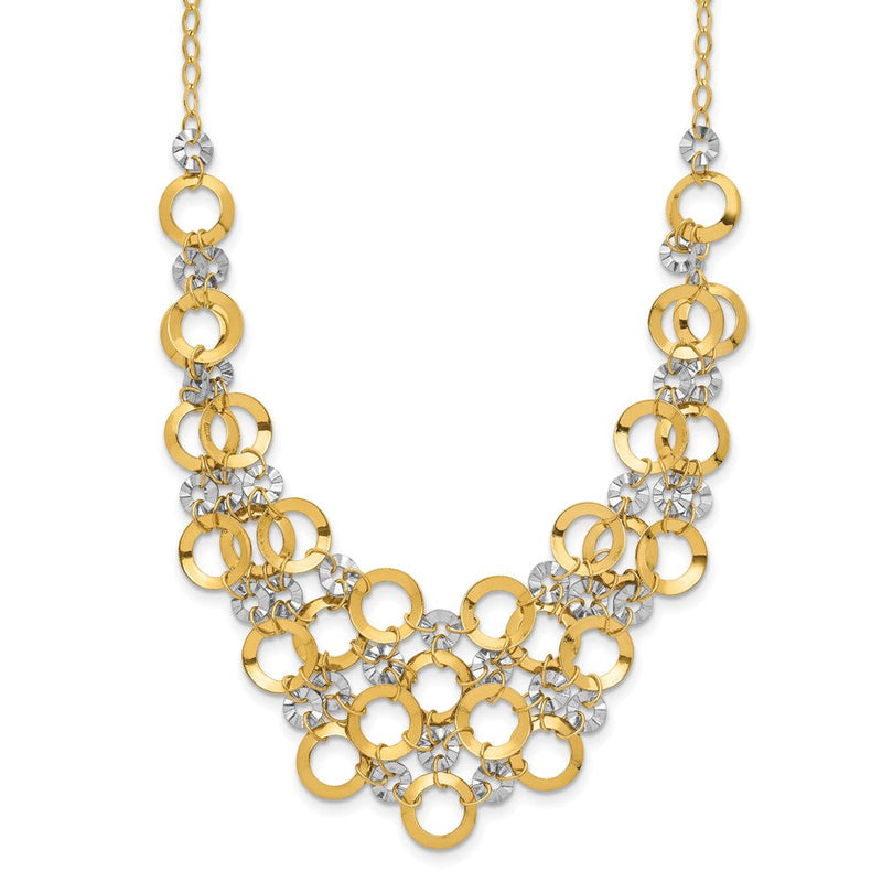 14K Bicolor Verstellbar Kreis Halskette