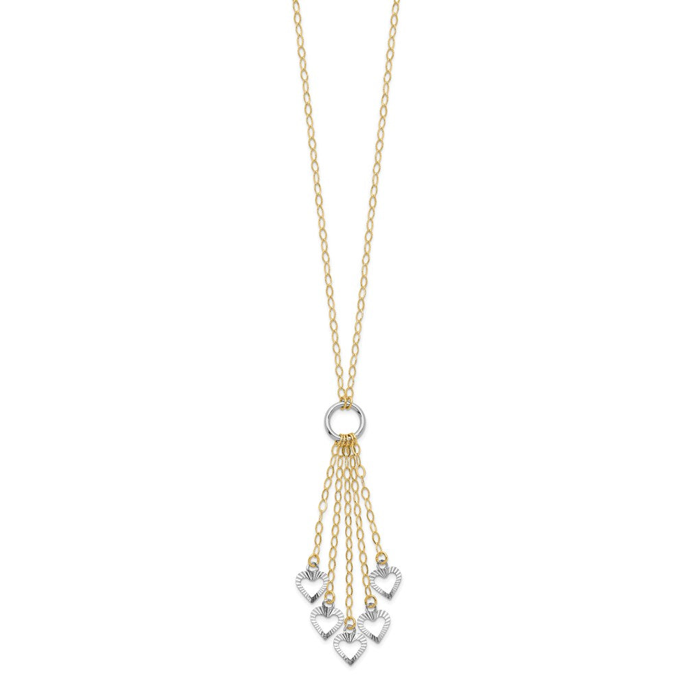 14K Bicolor Verstellbar Herz Tropfen Halskette