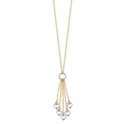14K Bicolor Verstellbar Herz Tropfen Halskette