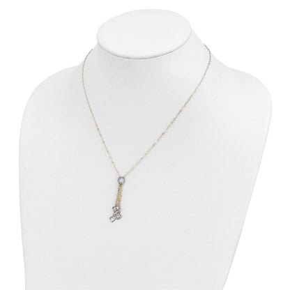 14K Bicolor Verstellbar Herz Tropfen Halskette