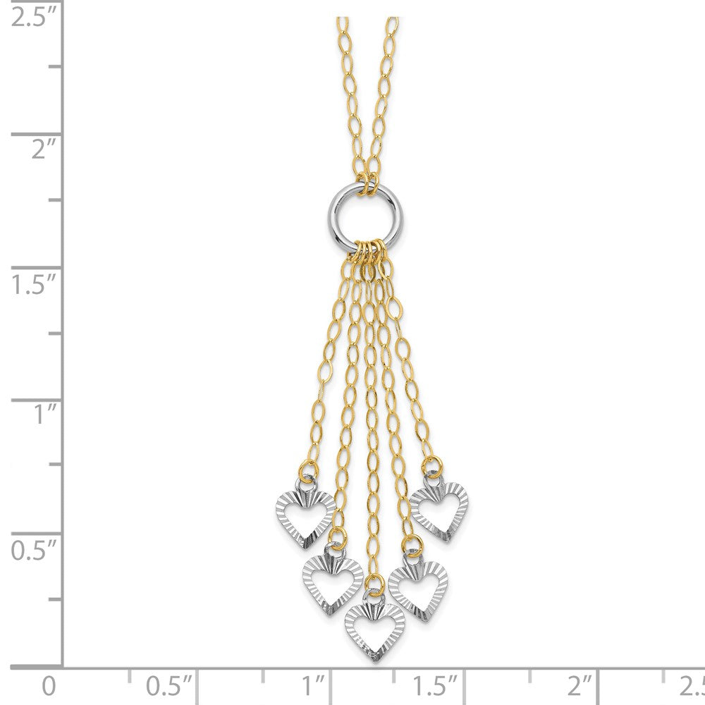 14K Bicolor Verstellbar Herz Tropfen Halskette