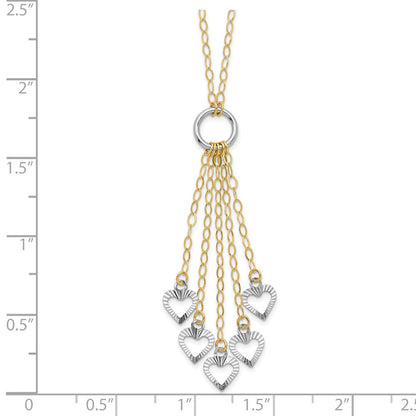 14K Bicolor Verstellbar Herz Tropfen Halskette