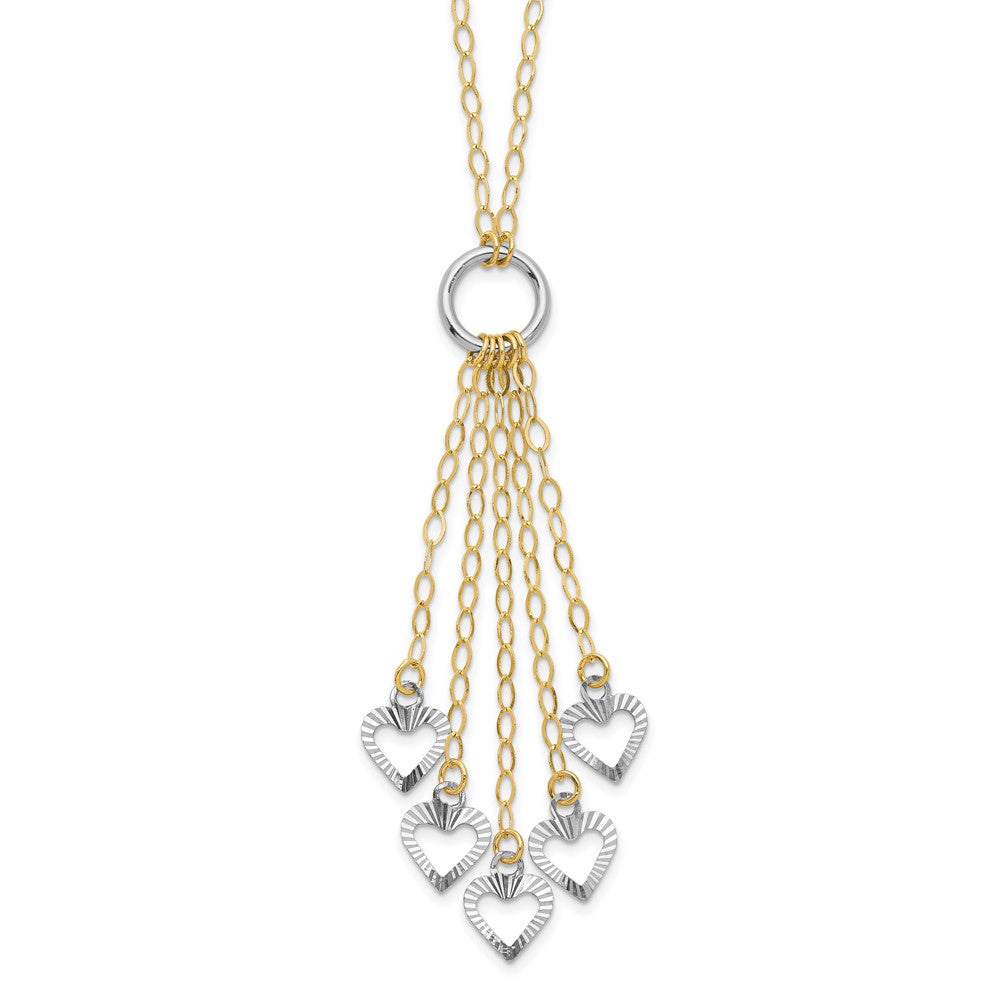 14K Bicolor Verstellbar Herz Tropfen Halskette